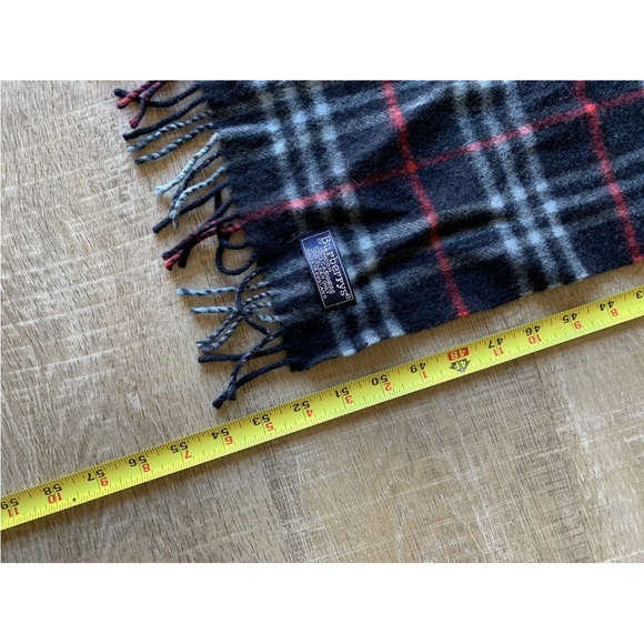 vtg Burberry Burberrys Scarf classic Nova Check Cashmere navy white red unisex - Picture 3 of 8